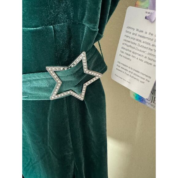Johnny Wujek for JCPenney Green Velvet Star Belt Dress Juniors XL NWT - Picture 5 of 7